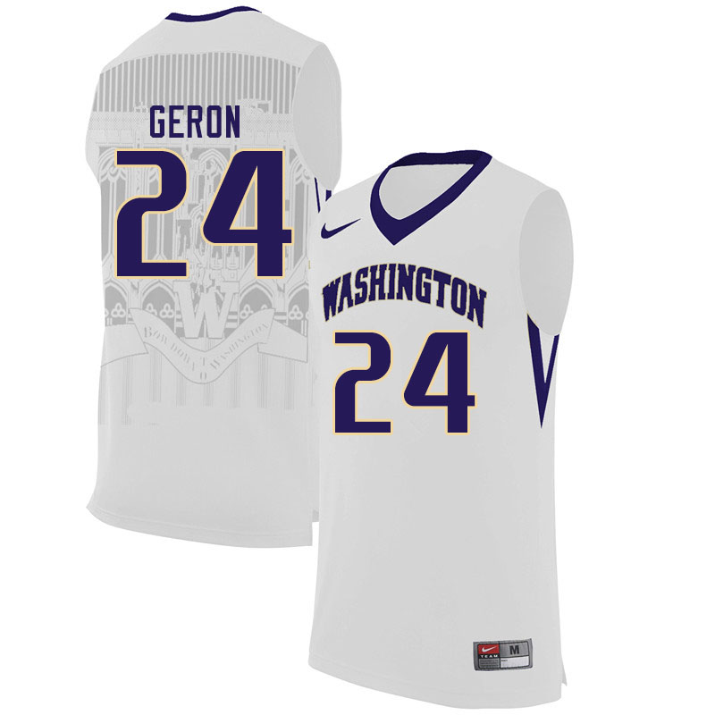 Men #24 Jonah Geron Washington Huskies College Basketball Jerseys Sale-White